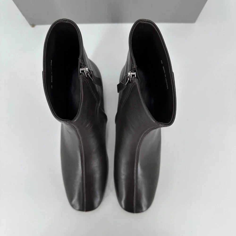 Everlane The Day Boot Dark Brown Leather sz 10 Side Zip Ankle Bootie Square Toe
